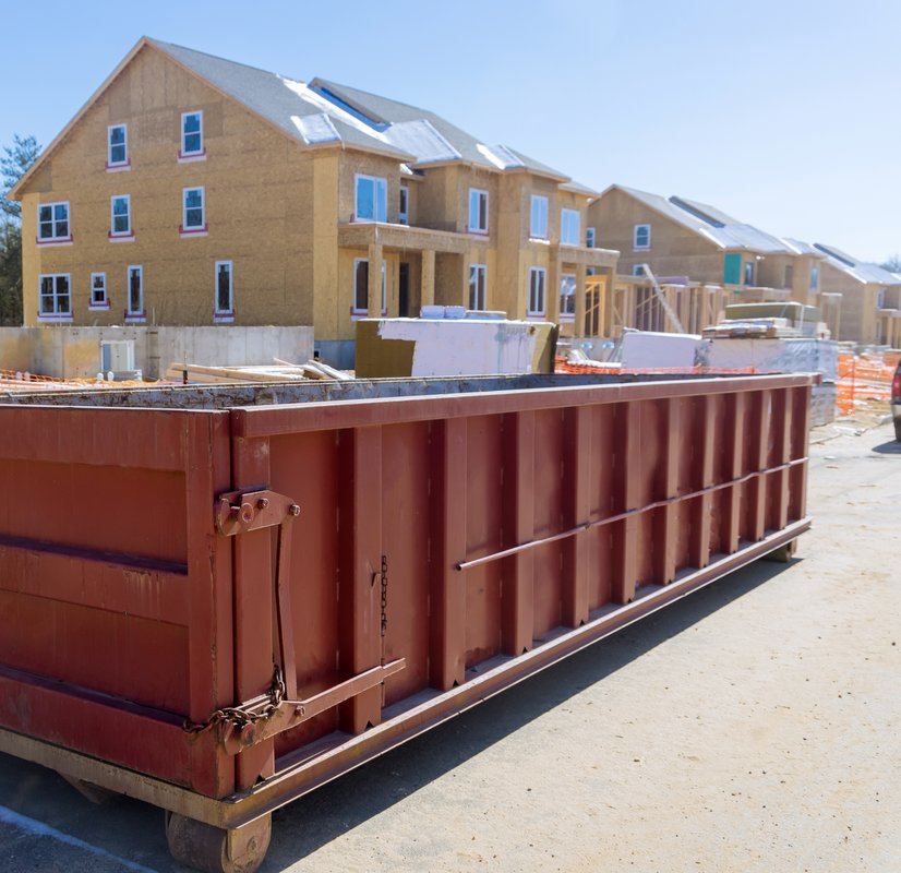dumpster and construction
